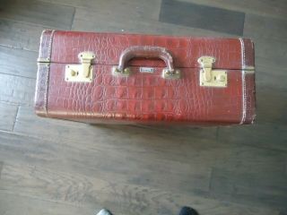 Vintage Eveleigh Leather Travel Suitcase - Cottage Decor - 1950 