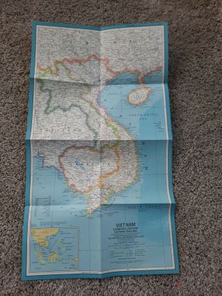 National Geographic Map 1965 Vietnam,  Cambodia,  Laos & Thailand - Never Unfolded