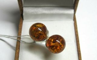 Vintage Russian Sterling Silver 925 Ring Gold375 Amber,  Women 