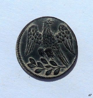 Mexico Early Republic Military Button.  Full Feathered Eagle.  Gem.