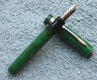 Vtg Sheaffer Jade Green Ring - Top Fountain Pen Lifetime Gold Nib