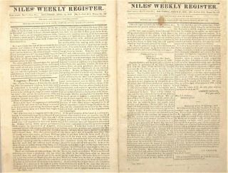 Niles Weekly 1819 Andrew Jackson Florida War Gen.  Winfield Scott Belt Saw Invent