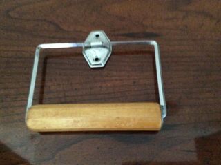 Vintage Toilet Paper Holder W Wooden Roller Wall Mount 1950s - 1960s Farmhouse