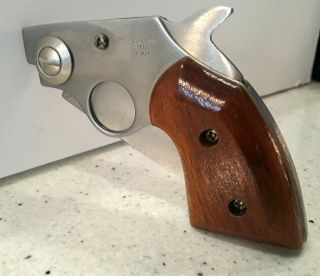 Vintage Wood Handle Pistol Pocket Knife/ Stainless Blade/ Taiwan