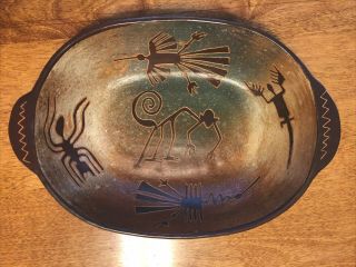 Raqchi Pottery Peruvian Folk Art Bowl Tray Hand Made In Peru Nazca Lines