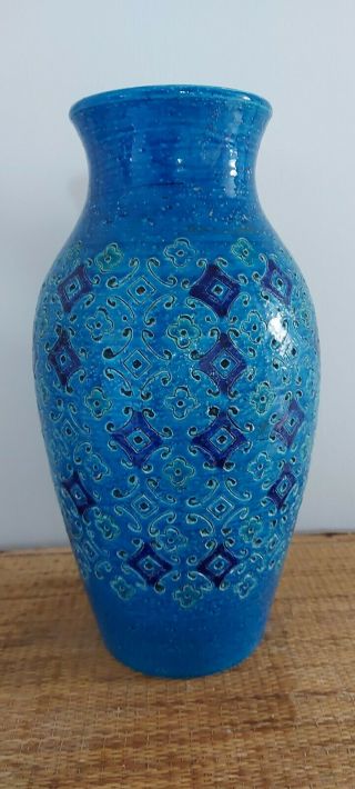 Unusual Vintage Aldo Londi Bitossi Rimini Blue Vase.  Large