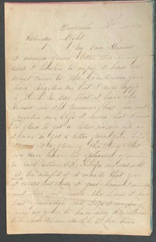 Citizens Civil War Era Love Letter Mentioning Battle Of Fredericksburg Dec.  1862
