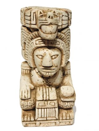 Aztec Mayan Stone Art Sculpture Figurine Statue Carved Figurine Tan 4 "