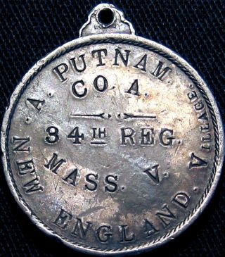 1862 Civil War Soldier Id Dog Tag 34th Massachusetts Volunteers A Putnam