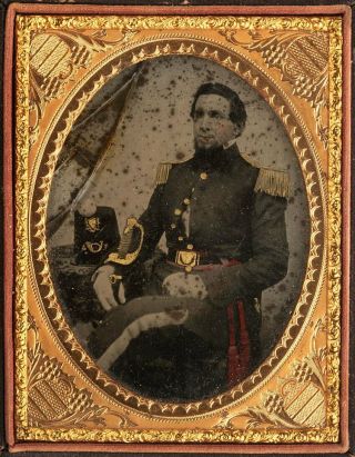 1860s Civil War Ambrotype Photo Of Union Army Officer Cased Photograph 2