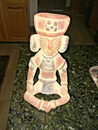 Vintage Terracotta Clay Pottery Aztec Repaut Inka Figure Mexico 8”