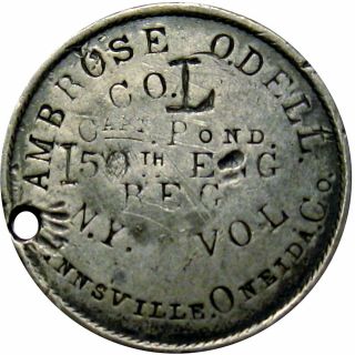 1864 Civil War Soldier Id Dog Tag 15th York Engineers Ambrose Odell