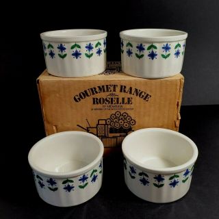 Boxed Vintage Midwinter Porcelain Roselle 4 Ramekins England