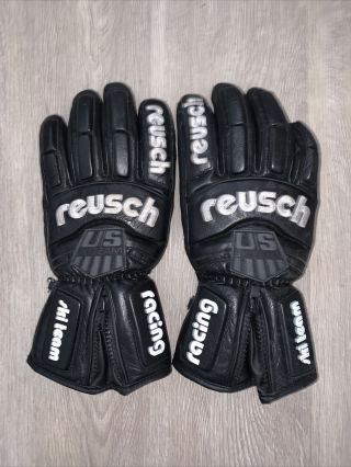 Vintage Reusch Racing Ski Gloves Us Ski Team Black Leather Medium