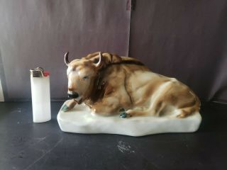 Zsolnay Ceramic Porcelain Buffalo Bull Hungry 2