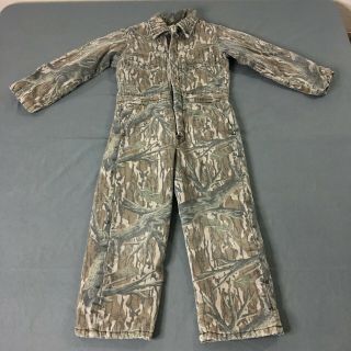 Vtg Camouflage Mossy Oak Hunting Coveralls Insulated Youth Size Small 8 Usa Made