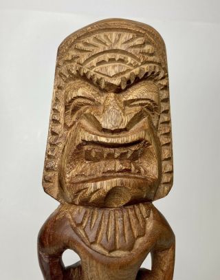Tiki Statue Figurine Hand Carved Wood Hawaii Polynesian Bar Decor 11 Inches Nonu