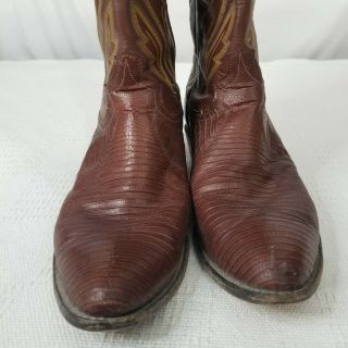 Vintage Justin 8480 Men ' s Cowboy Boots Brown Leather Exotic Lizard Size 11.  5 EE 3