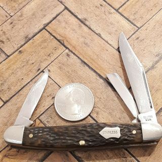 Western Knife Made In Usa 1961 - 77 S - 654 Medium Stockman Vintage Folding Pocket
