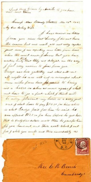 1863,  2nd Vt.  Surgeon,  Edwin Brush,  Letter,  Near Brandy Station,  Va. ,  Family