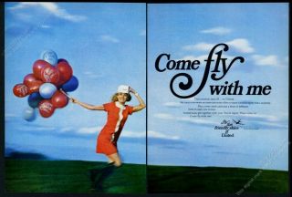1969 United Airlines Stewardess Photo Come Fly With Me Vintage Print Ad