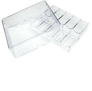 200 Ct Acrylic Poker Chip Tray With Lid - Clear Storage Display Case For Chips