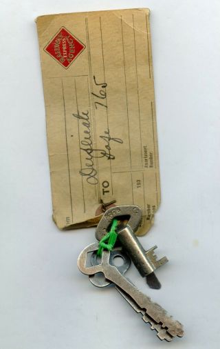 Railroad Railway Express Agency Tag W/ 4 Keys Vintage