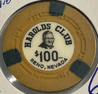 1953 Harolds Club $100 Casino Chip Reno Nevada 3.  99