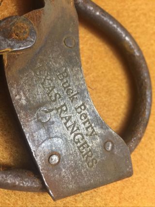 Old Handcuffs Marked Buck Berry Texas Rangers 1800 