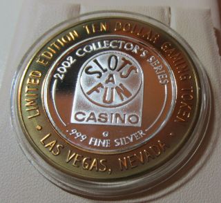$10.  00 Silver Strike Slots Of Fun Las Vegas Statue Of Liberty.  60 Silver.  999