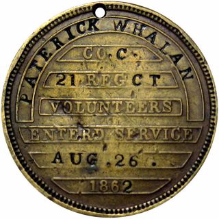 1862 Civil War Soldier Id Dog Tag 21st Connecticut Volunteers Whalan Washington