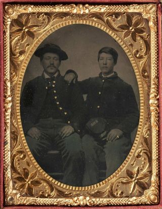 1860s Civil War Tintype Photo Of Union Army Soldiers - Two Friends Or Brothers