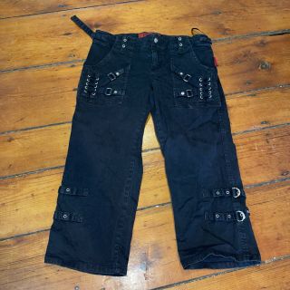 Vintage 90s Tripp Nyc Goth Raver Bondage Pants Womens 9 Cropped Black Jeans