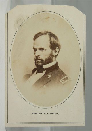 1860s Civil War Union Army General William Tecumseh Sherman Cdv Photo By Brady