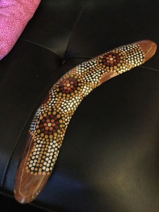 Collectors Item Authentic Hardwood Boomerang 12” Australian Aboriginal Artwork