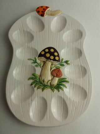 Vintage Merry Mushrooms Sears Roebuck 1976 Deviled Egg Dish Plate