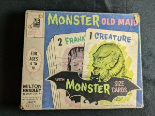 Vintage 1964 Monster Old Maid Card Game Includes All Playing Cards & Box -