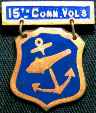 15th Connecticut Volunteers Civil War Soldiers Enameled Corps Badge Pin