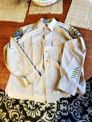 Chp Vintage California Highway Patrol Uniform Long Sleeve Shirt Size Med.