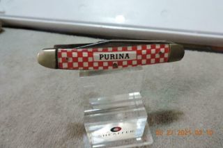 Vintage Kutmaster Purina Checker Board Square Adv Stockman Pocket Knife