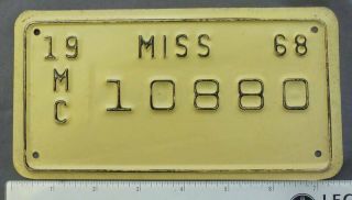 Mississippi Motorcycle License Plate - 1968 - 10880