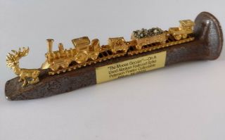Vintage Alaskan Railroad Spike With Pewter Train (gold) Called The Moose Gooser