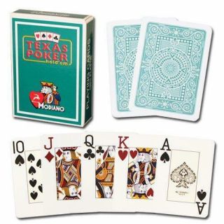 Green Dk Deck Modiano 100 Plastic Playing Cards Poker Size Jumbo Index Cut