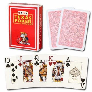 Red Deck Modiano 100 Plastic Playing Cards Poker Size Jumbo Index Cut