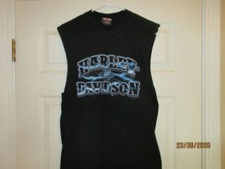 4 Rivers Harley Davidson 100 Cotton Sleveless Pocket T - Shirt,  Size Medium