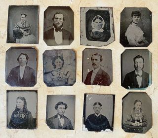 (12) Civil War Era Tintype Photographs Of Everyday Citizens 1/16 Plate