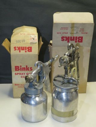 Two Binks Siphon Paint Spray Guns Model 35 & 370 Vintage