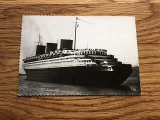 Ss Normandie Real Photo Postcard/ French Line Cgt