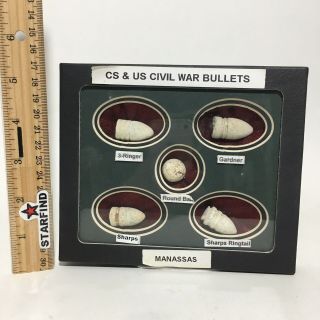 Cs & Us Civil War Relics From Manassas Battlefield In Display Boxwear Vintage ⭐️
