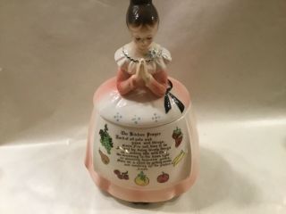 Vintage Enesco Mother In Kitchen Prayer Lady Pink Cookie Jar Rare 1962